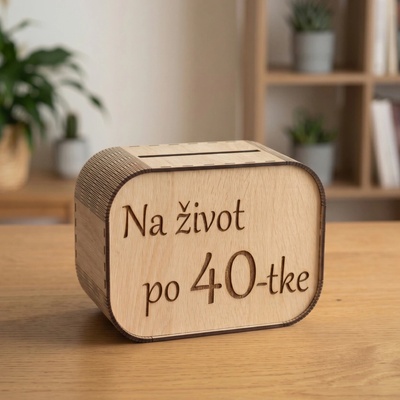 Karls DESIGN Drevená pokladnička na život po 40-tke - Bez otvárania , BIELA 0101