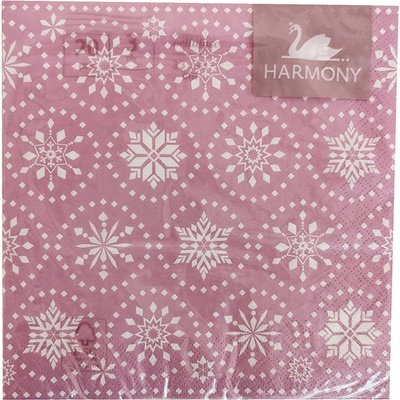 Harmony servítky Ružové s vločkami 33x33cm 20ks