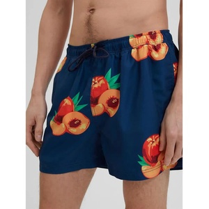 SELECTED Бански гащета Selected Classic swimming shorts - Blue (Insignia Blue / Aop Peach)
