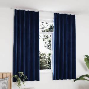Pure Line Home Кадифени завеси в цвят мастиленосин с перделък, 2 бр. , 140 x 175 см
