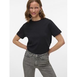 VERO MODA Дамски памучен топ с кратък ръкав черен Vero Moda | Cheren | ЖЕНИ | S