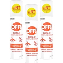 Off! Protect Aerosol proti komárům 15% Deet ochrana až 6 hodin 3 x 100 ml