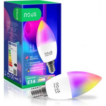 NOUS P4, smart žárovka E14 230V, WiFi, svíčka, 380lm, vícebarevná RGB, kompatibilní s Tuya 91145
