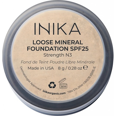 Inika Organic Přírodní sypký minerální pudrový make-up s SPF25 Strength 8 g