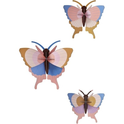 Nástenná dekorácia Studio Roof - Gold Rim Butterflies, sada 3 kusov uni
