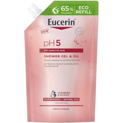 Eucerin pH5 Душ гел с натурални масла, еко пълнител, 400 ml