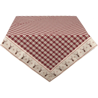 Clayre & Eef Kostkovaný ubrus s jeleny Cosy Lodge 100x100 cm