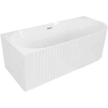 Mexen Gia самостоятелна стояща ъглова вана с рифел отляво 170 x 80 см, бял гланц, преливане хром - 52701708000L-01 (52701708000L-01)