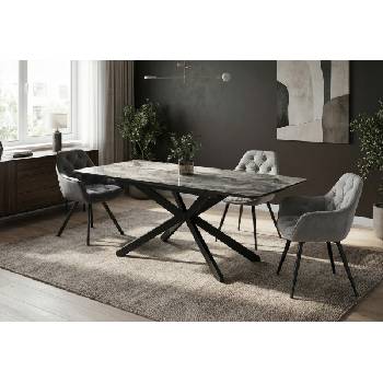 ЕВРОМАР Разтегателна трапезна маса mona черен мрамор / черна