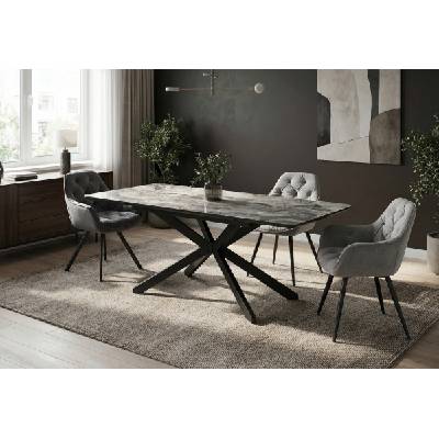 ЕВРОМАР Разтегателна трапезна маса mona черен мрамор / черна