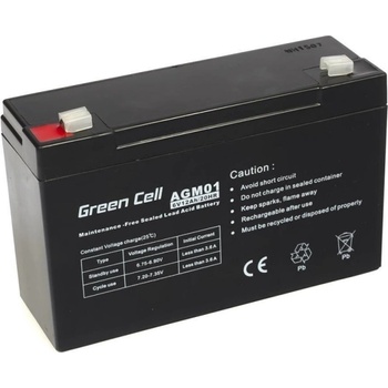 Image 1 of Green Cell AGM Battery 6V 12Ah - Batterie - 12.000 mAh Sealed Lead Acid (VRLA) (AGM01)