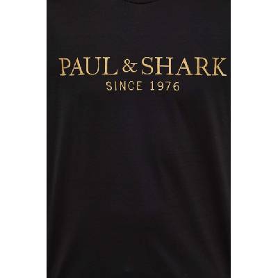 Paul&Shark Памучна тениска Paul&Shark в черно с апликация 24411020 (24411020)