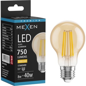 Mexen Vintis LED крушка с нажежаема жичка E27, A60, 8W, Топла - 2700K, 750 lm, кехлибар - (L150-E27-0827-50)