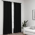 Pure Line Home Завеси с ленена текстура в цвят антрацит с перделък, 2 бр. , 140 x 225 см