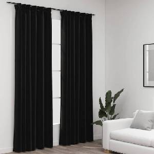 Pure Line Home Завеси с ленена текстура в цвят антрацит с перделък, 2 бр. , 140 x 225 см