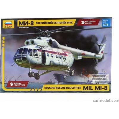 Zvezda Helicopter Mil Mi-8mt Russia Rescue Helicopter Military 1967 / 1:72
