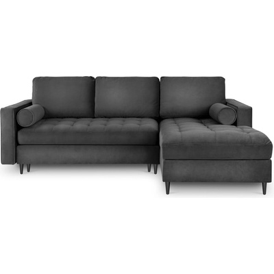 Milo Casa Тъмно сиво кадифено ъглово канапе, десен ъгъл Santo - Milo Casa (MIL_RCF_44_A3_SANTO6)