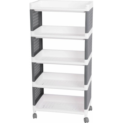Regál MagicHome Rolly, plastový, 5 polic, 49x29x97 cm, na kolečkách