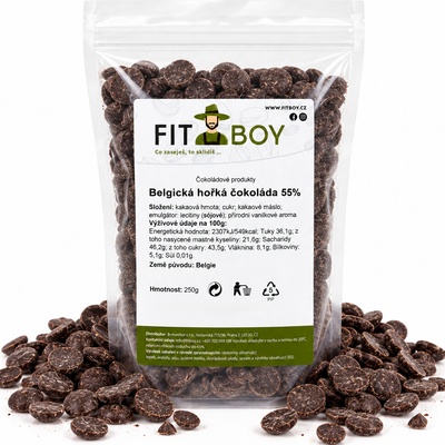 FITBOY Belgická hořká čokoláda 55% 250 g