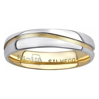 SILVEGO Snubný strieborný prsteň MARIAGE pozlátený žltým zlatom SHG2050MGPW