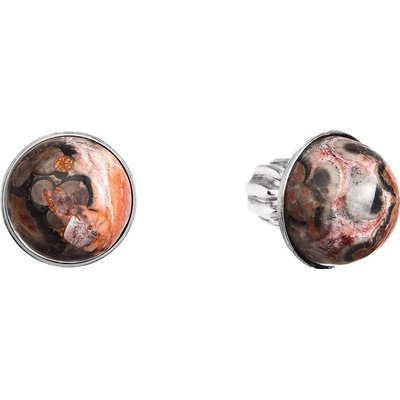 PAVONA Strieborné náušnice kôstky s pravými minerálnymi kameňmi okrúhle 11491.3 Jaspis Leopard Skin