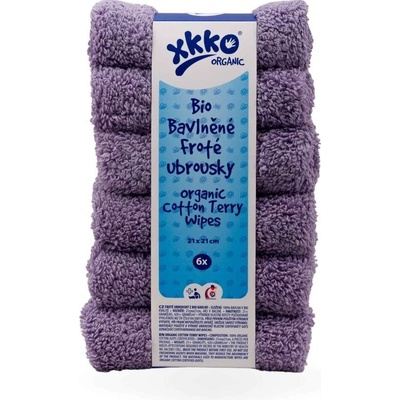 XXKO bavlněné BIO froté ubrousky Organic 21x21 cm Lavender Aura