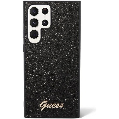 GUESS Гръб Guess PC/TPU Glitter Flakes Metal Logo Case за Samsung Galaxy S23 Ultra - Черен