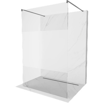 Mexen Kioto свободностояща душ стена 120 x 200 cm, прозрачно/матово 8 mm, четка се сив - 800-120-002-66-35 (800-120-002-66-35)