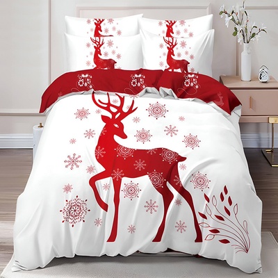 EmonaMall Двулицев коледен спален комплект, с два горни плика EmonaMall, 8 части - Код S17389 (S17389)