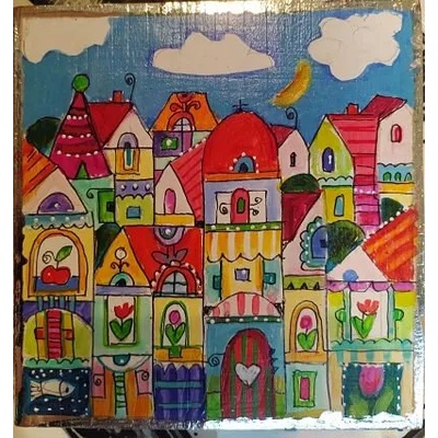 Наивистична картина със селце