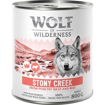 Wolf of Wilderness 6x800г Stony Creek Adult Wolf of Wilderness, консервирана храна за кучета - птиче месо с говеждо, без зърно
