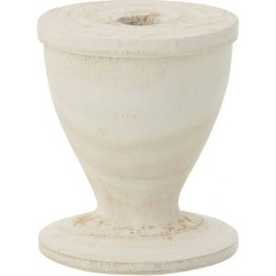 Bílý antik dřevěný veliký svícen na úzkou svíčku L – Ø 12*15 cm - J-Line by Jolipa