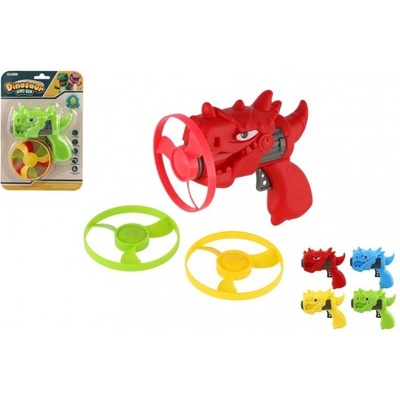 Vystřelovací vrtulka 3ks startér pistole dinosaurus plast 4 barvy na kartě 15,5x24x5cm