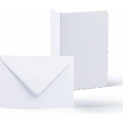 Bílé karty a obálky s vlnitým okrajem – balení - 114x162 mm + 105x148 mm - Bílá