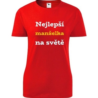 Červené dámské tričko nejlepší manželka na světě vánoční dárek pro manželku