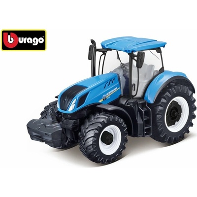 Bburago 10cm Farm Traktor na zotrvačník s vlečkou New Holland T7.315 HD
