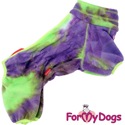 FOR MY DOGS Flísový overal PURPLE/GREEN FLEECE multicolor