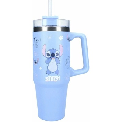 Vadobag Cestovní hrnek modrý s brčkem 900 ml Stitch