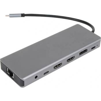 Image 1 of VCom докинг станция Docking Station USB-C 13-in-1 - CU4706 - HDMI x 2, DP, USB3.0 x 3, USB-C, USB2.0, RJ45, SD/TF, PD100W, Audio, L-Shape USB-C (4895182218147)
