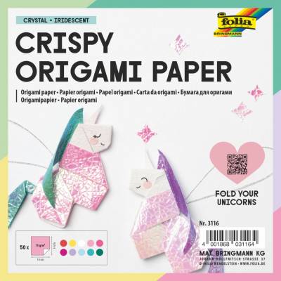 Papíry na origami 14x14 cm, 50 listů, 75 g/m² CRYSTAL-IRIDESCENT