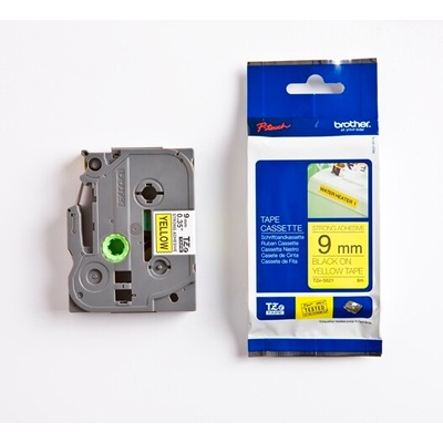 páska BROTHER TZS621 čierne písmo, žltá páska extra lepivá ADHESIVE Tape (9mm) (TZES621)