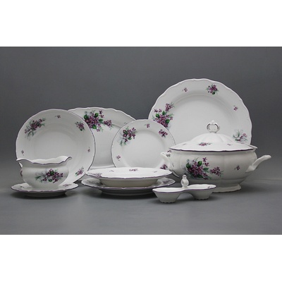 Bohemia Porcelán 1987 Jídelní souprava Verona Ofélie Fialky CFL 26 dílná