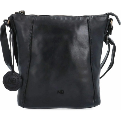 Noelia Bolger Kožená kabelka crossbody s prešívaním malá čierna 2086