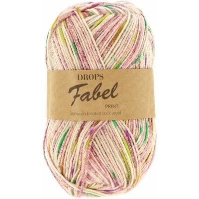 Drops Fabel Print 927 ružovo zeleno hnedá
