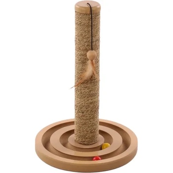 Flamingo Cat Scratching - Модерна драскалка с дървен диск с топчета за котки и перце за игра, 30/40 см