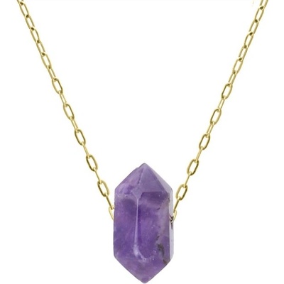 Manoki Ocelový Enrica amulet ametyst chirurgická ocel WA620F Zlatá