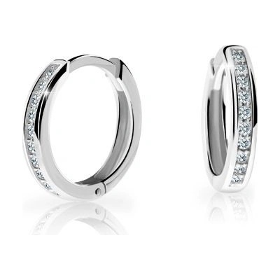 Danfil dětské náušnice kroužky C3343 z bílého zlata s kamínky White