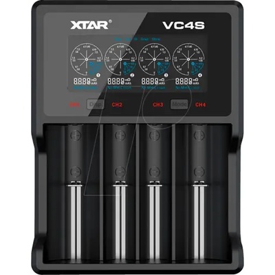 XTAR Зарядно у-во XTAR VC4SL, 4 гнезда, LCD дисплей, USB, LiIon & NIMH, 18650, CR123, AA, AAA (XTAR-C-VC4SL)