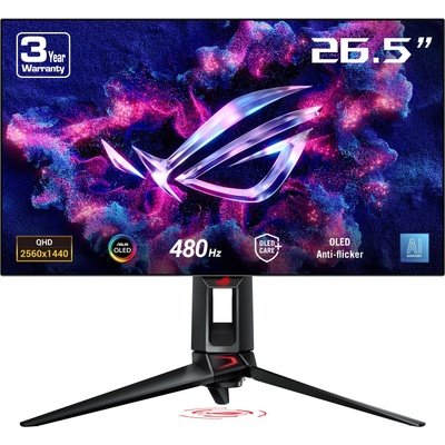 Монитор Asus ROG Swift PG27AQDP (90LM0A20-B01A70), 26.5" (67.31cm) OLED панел, 480Hz, QHD, 0.03ms, 450cd/m2, DisplayPort, HDMI, USB (90LM0A20-B01A70)