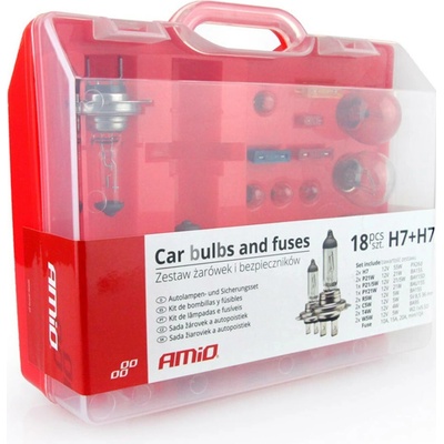 Amio Sada žárovek a pojistek, zásobník 18 ks 2xH7